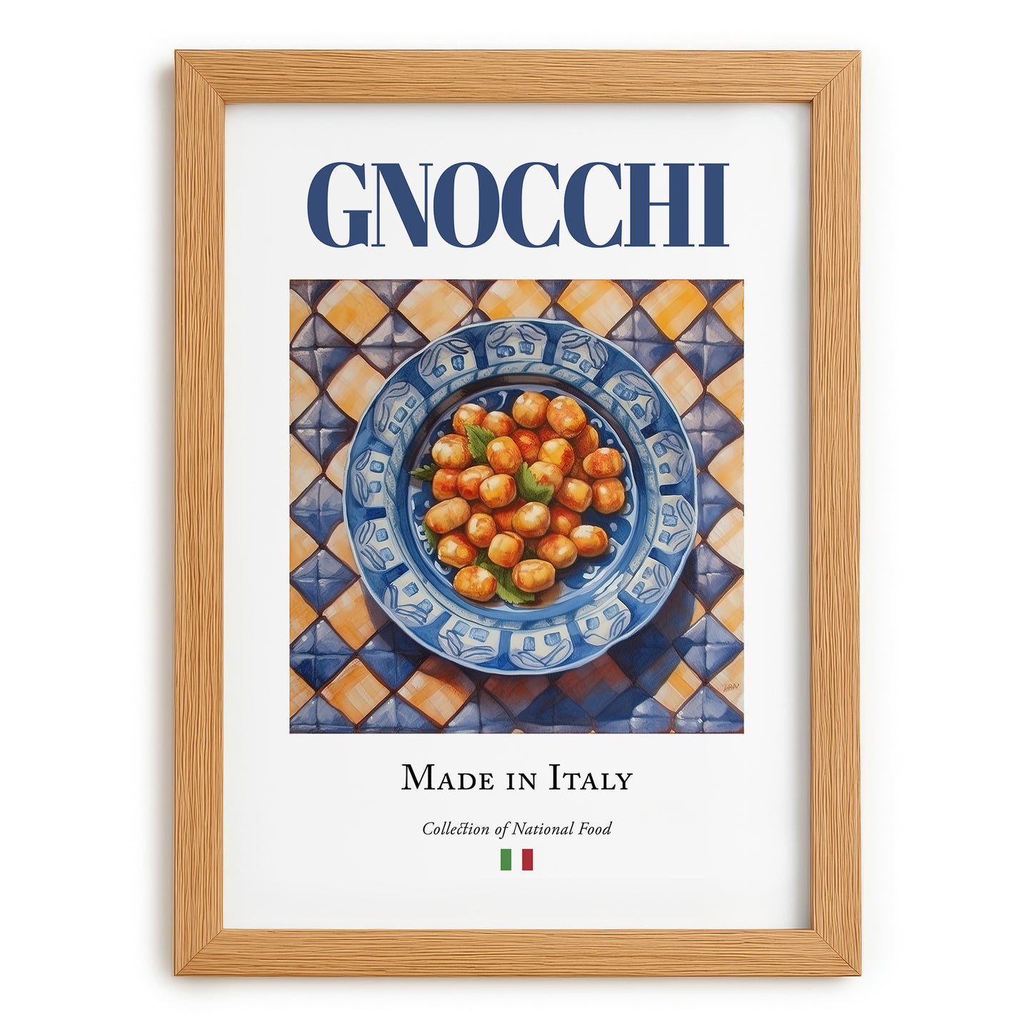 Gnocchi – Italian Pasta, Trattoria Poster, set in oak frame
