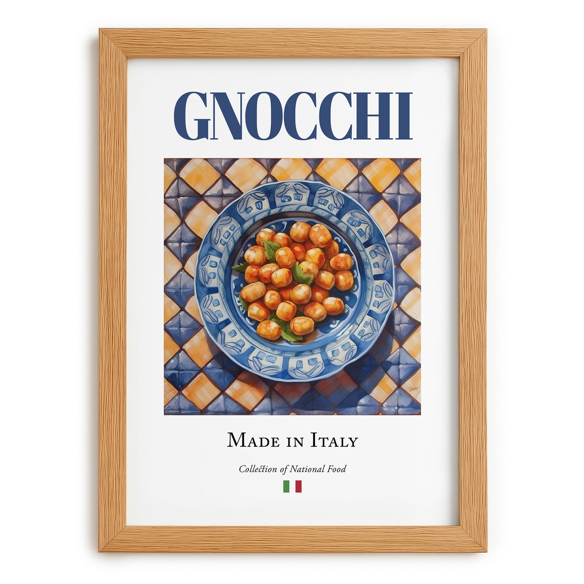 Gnocchi – Italian Pasta, Trattoria Poster, set in oak frame