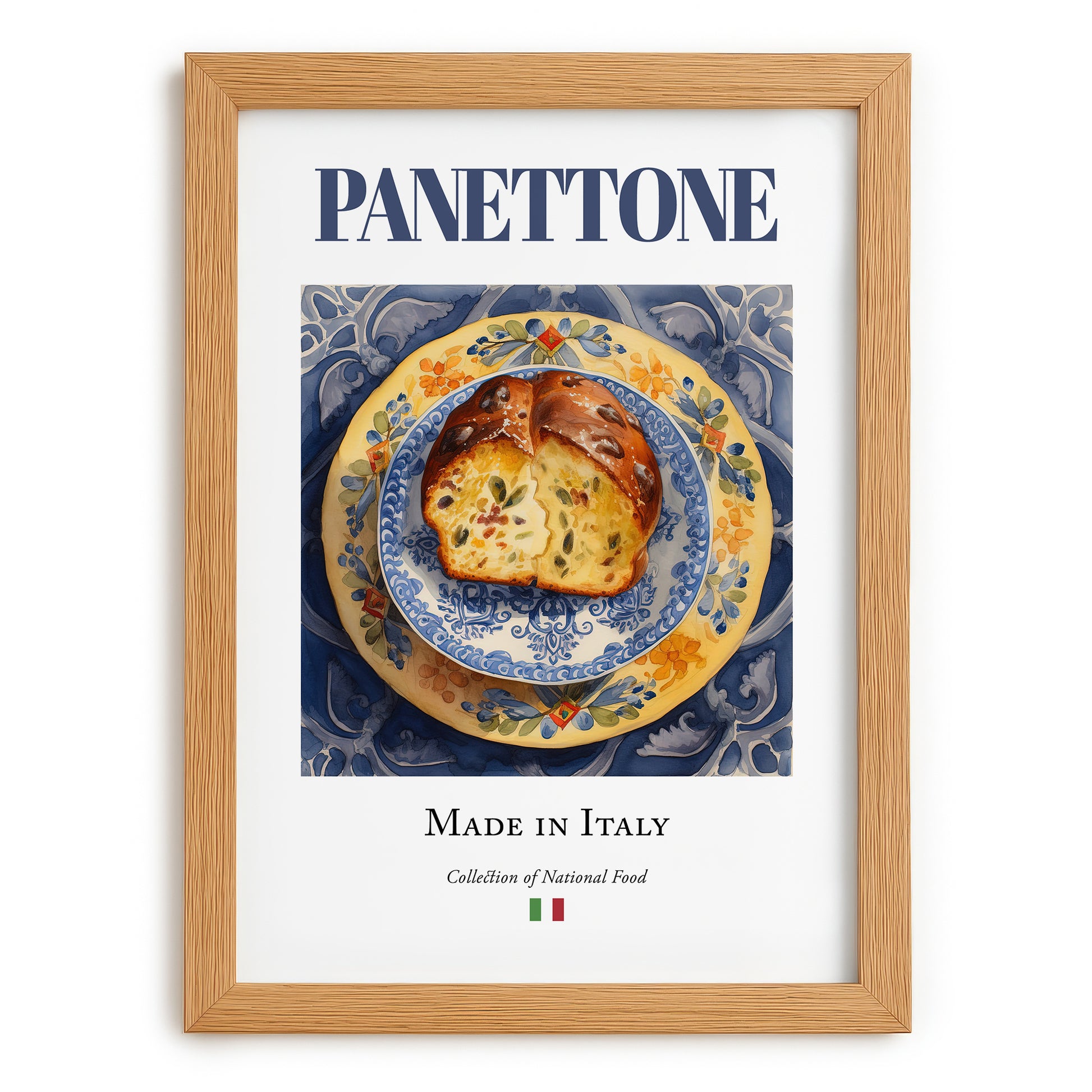 Panettone – Italian Dessert Dish, Fine Dining Restaurant Painting, set in oak frame