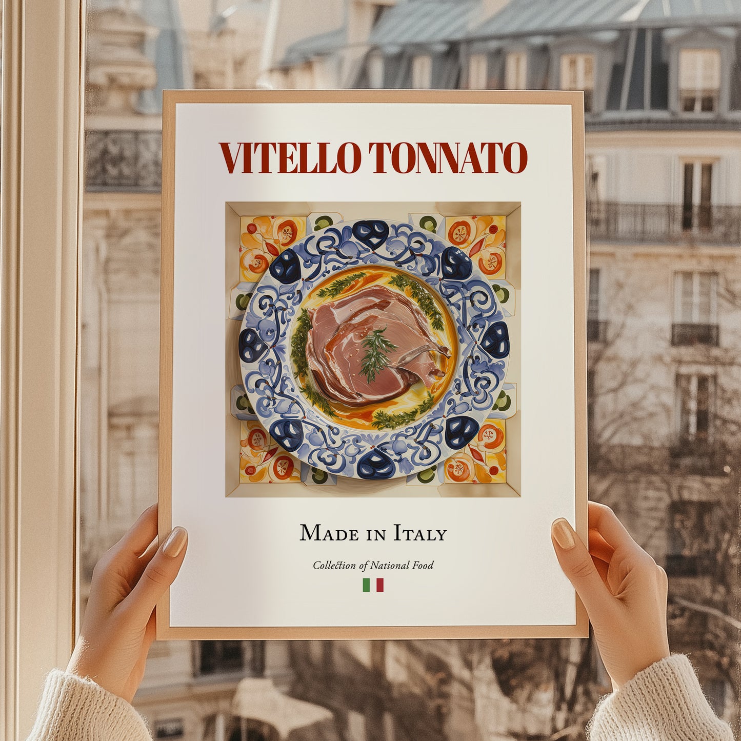 Vitello Tonnato – Italian Meat Dish, Restaurant Painting, styled in a charming Paris street view