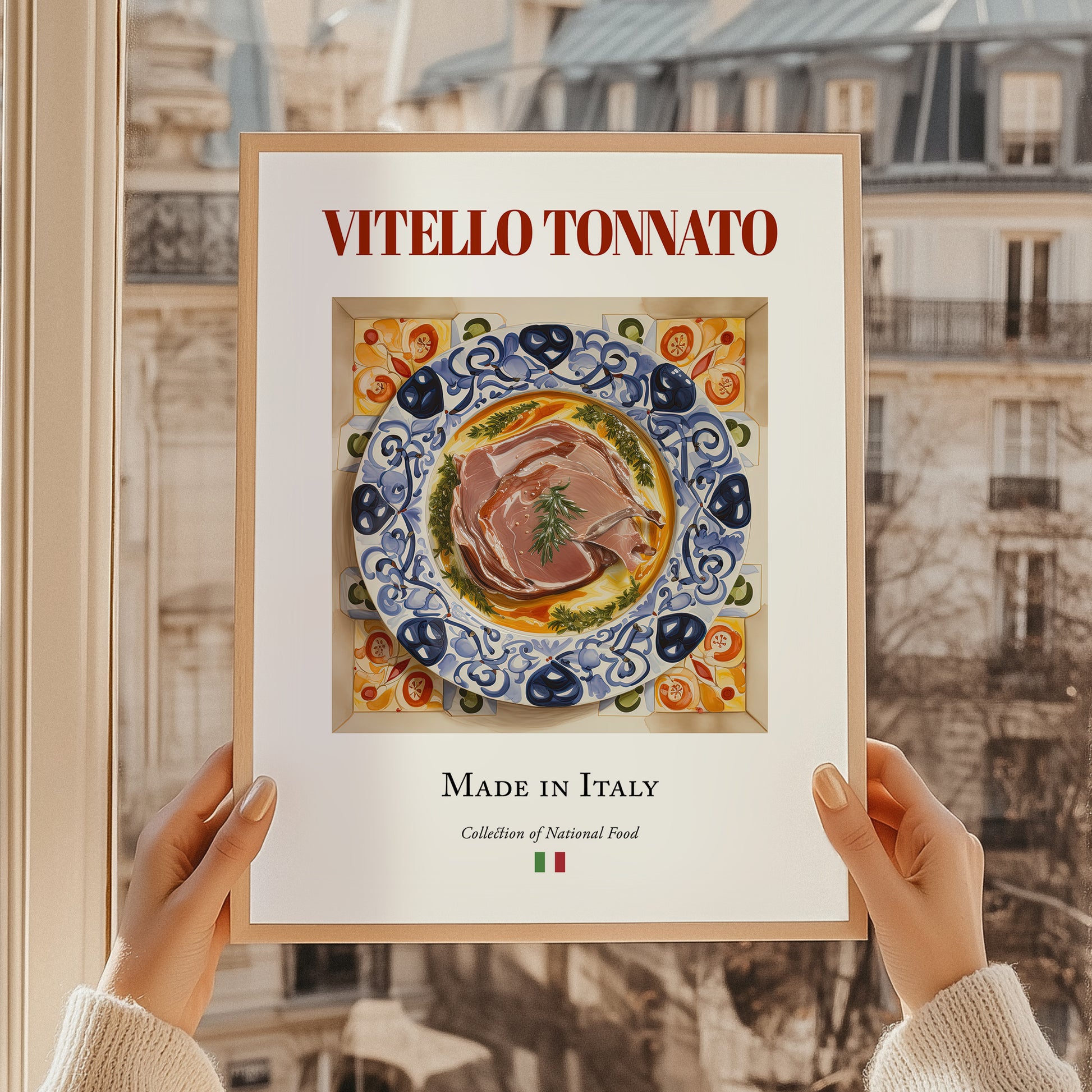 Vitello Tonnato – Italian Meat Dish, Restaurant Painting, styled in a charming Paris street view