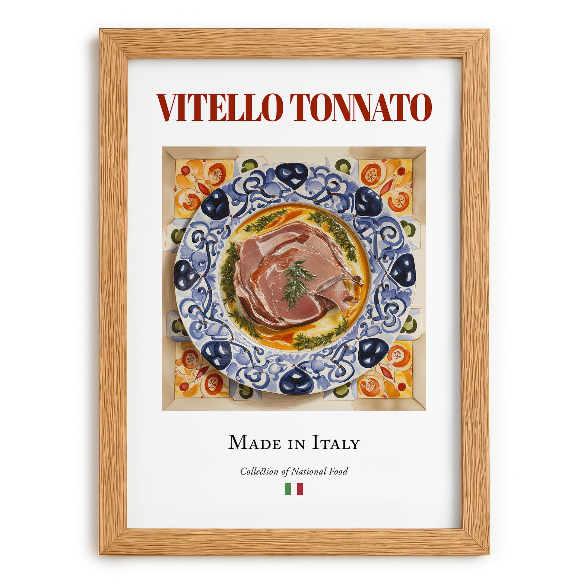 Vitello Tonnato – Italian Meat Dish, Restaurant Painting, set in oak frame