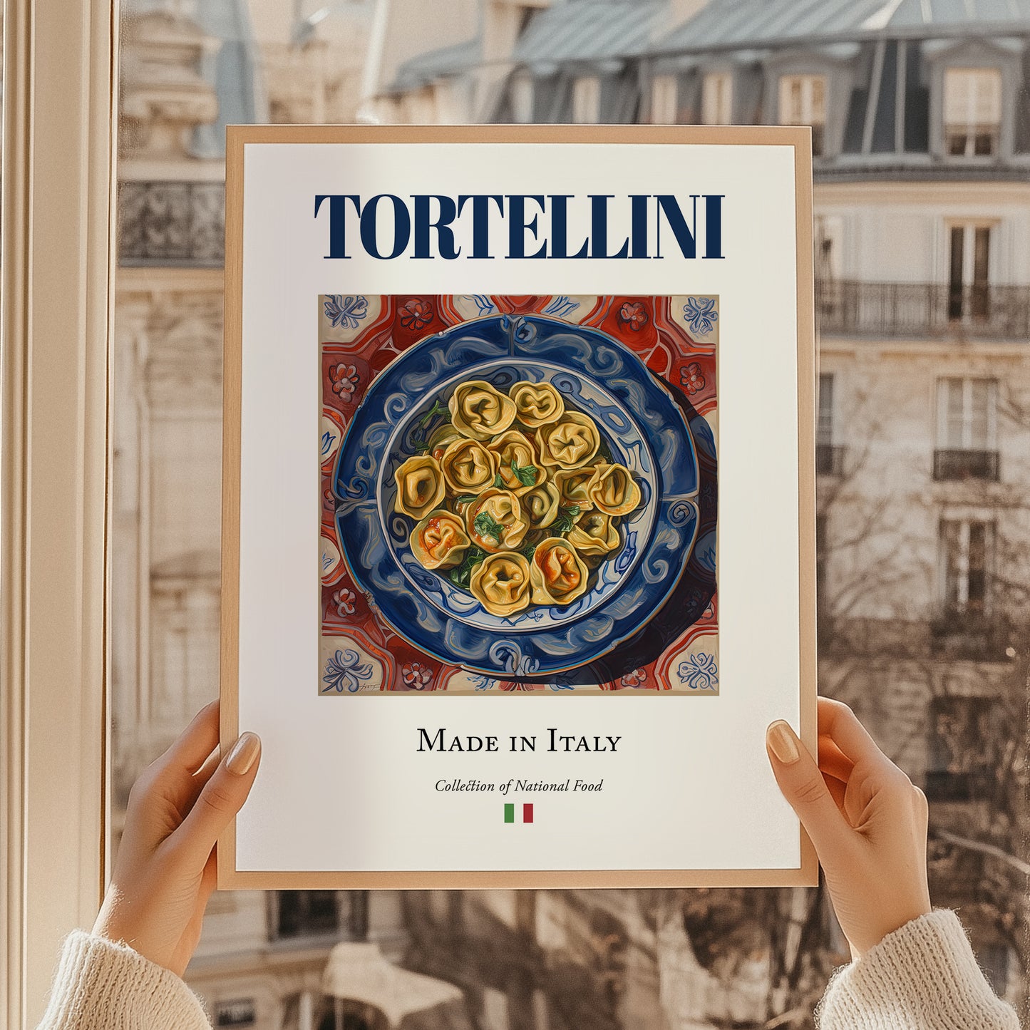 Tortellini – Italian Pasta, Restaurant Poster, styled in a charming Paris street view