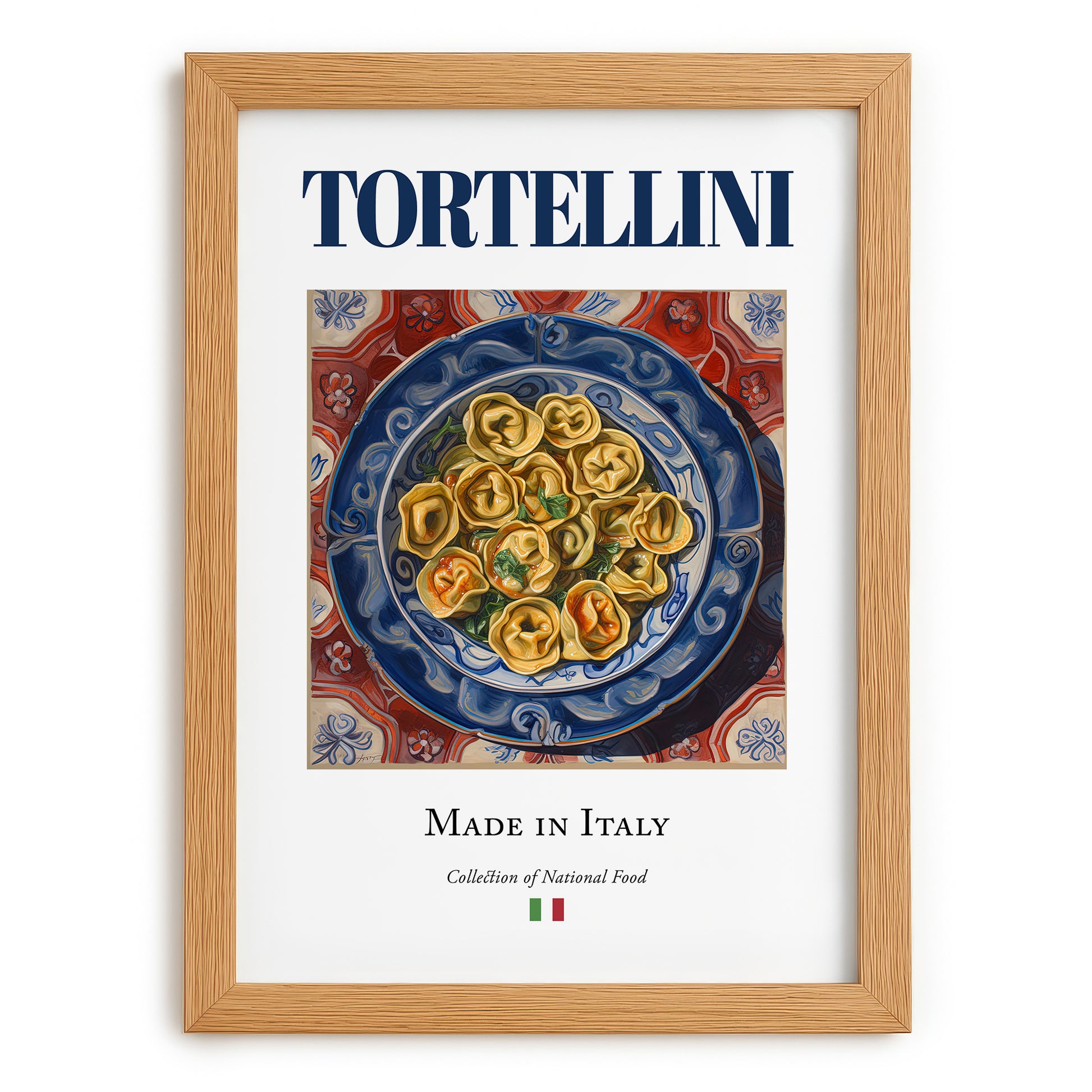 Tortellini – Italian Pasta, Restaurant Poster, set in oak frame