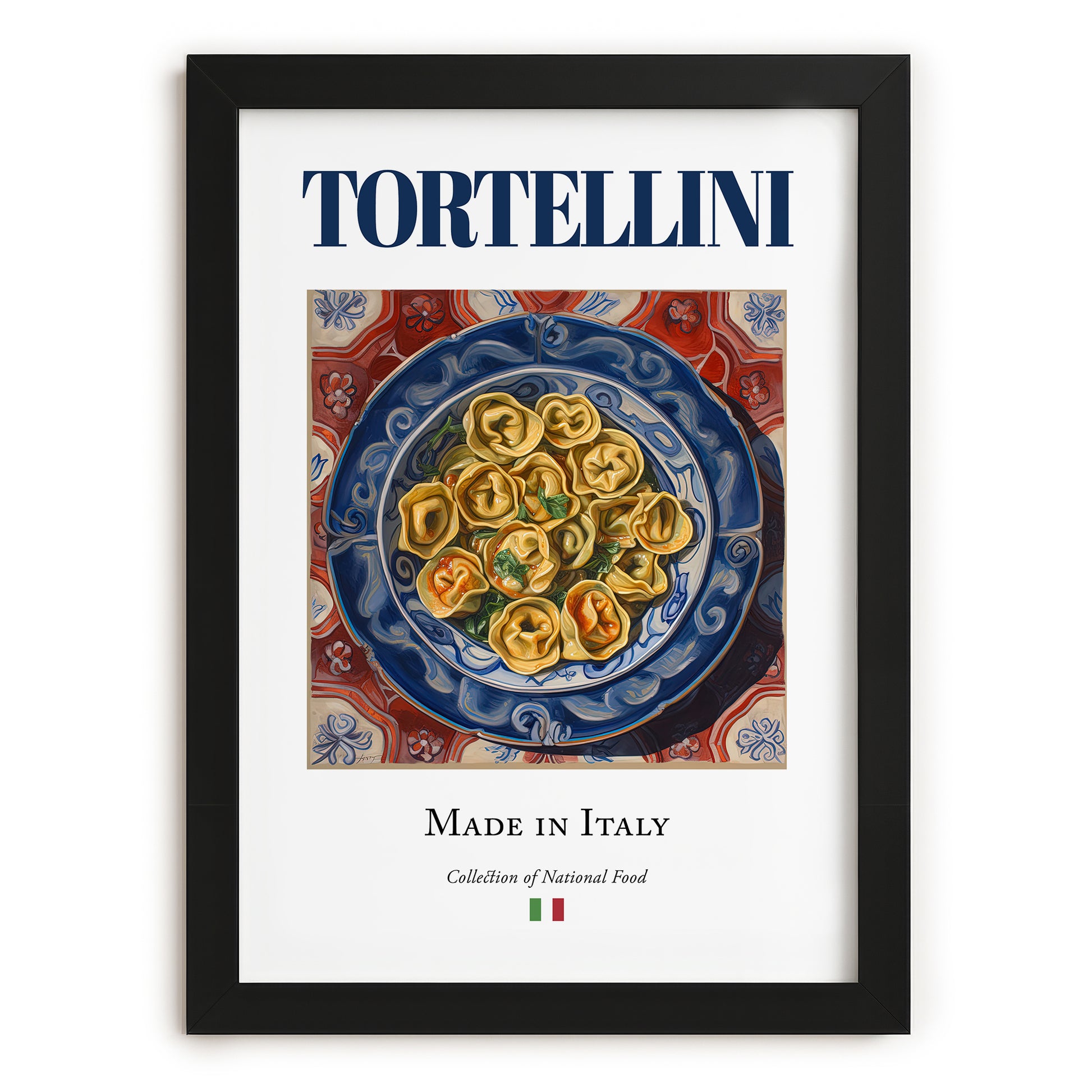 Tortellini – Italian Pasta, Restaurant Poster, in sleek black frame