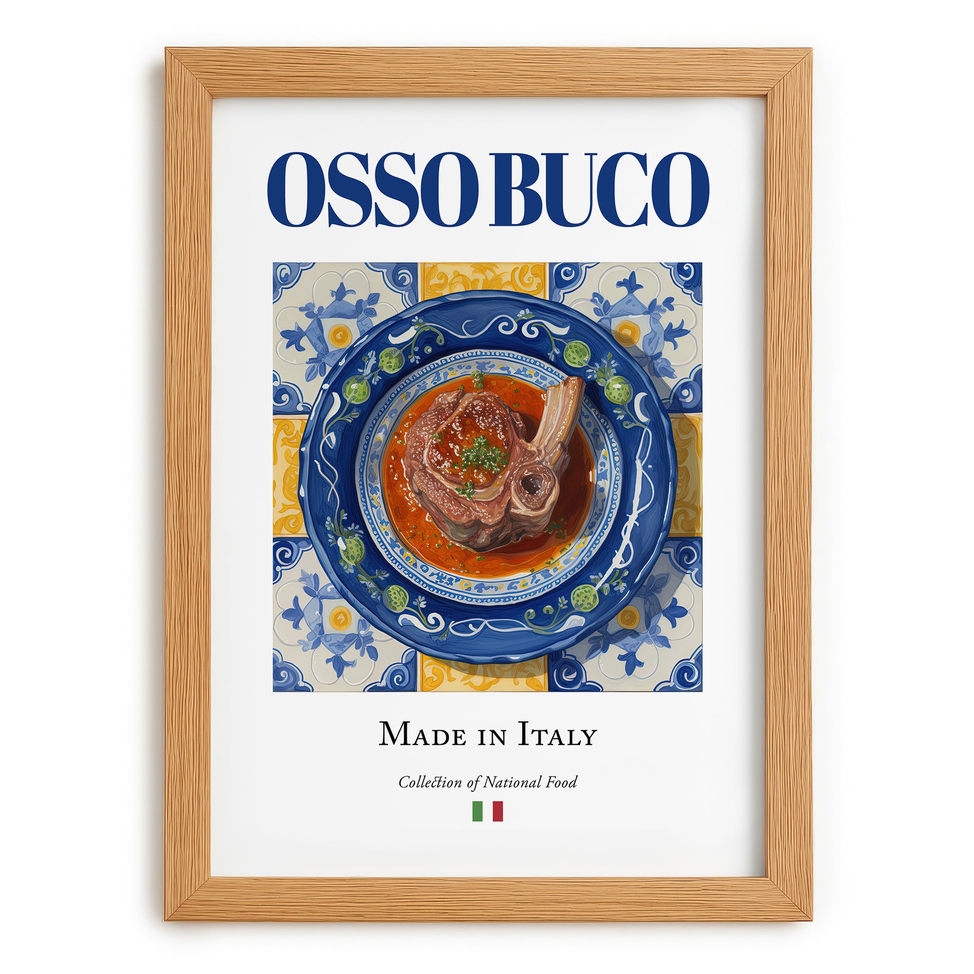 Osso Buco – Italian Meat Dish, Tavern Poster, set in oak frame