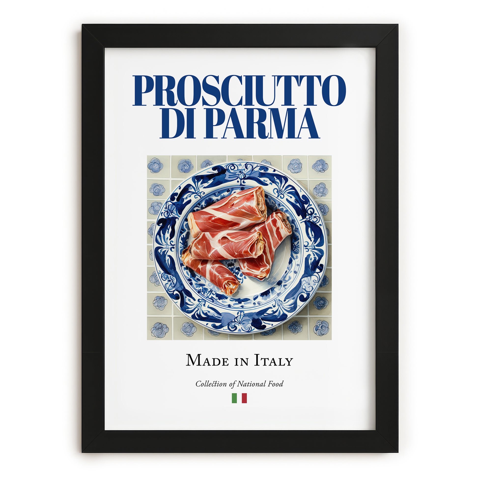 Prosciutto di Parma – Italian Meat Dish, Fine Dining Restaurant Poster, in sleek black frame