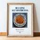 Bucatini all'Amatriciana – Italian Pasta, Trattoria Painting, in wooden frame leaning on the floor