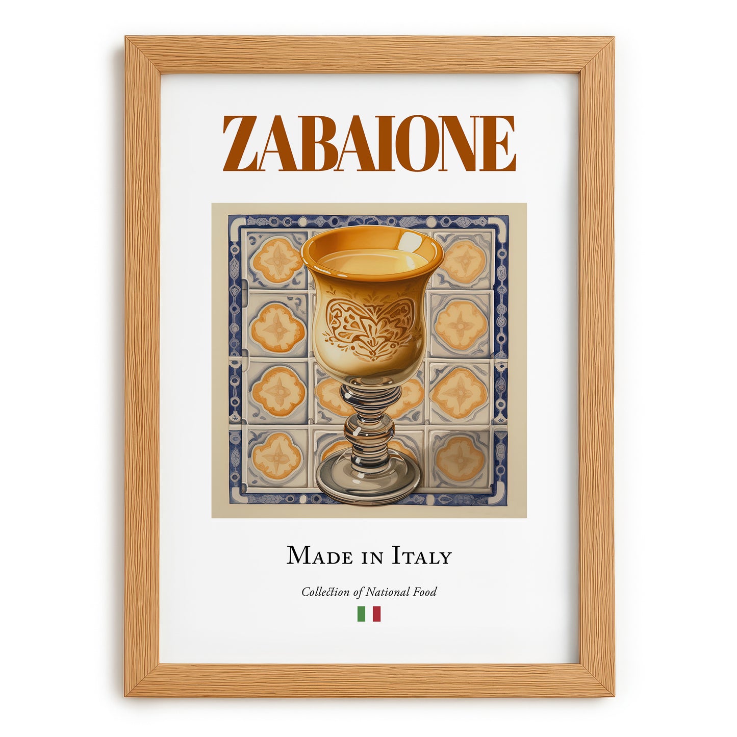 Zabaione – Italian Dessert Dish, Bistro Print, set in oak frame
