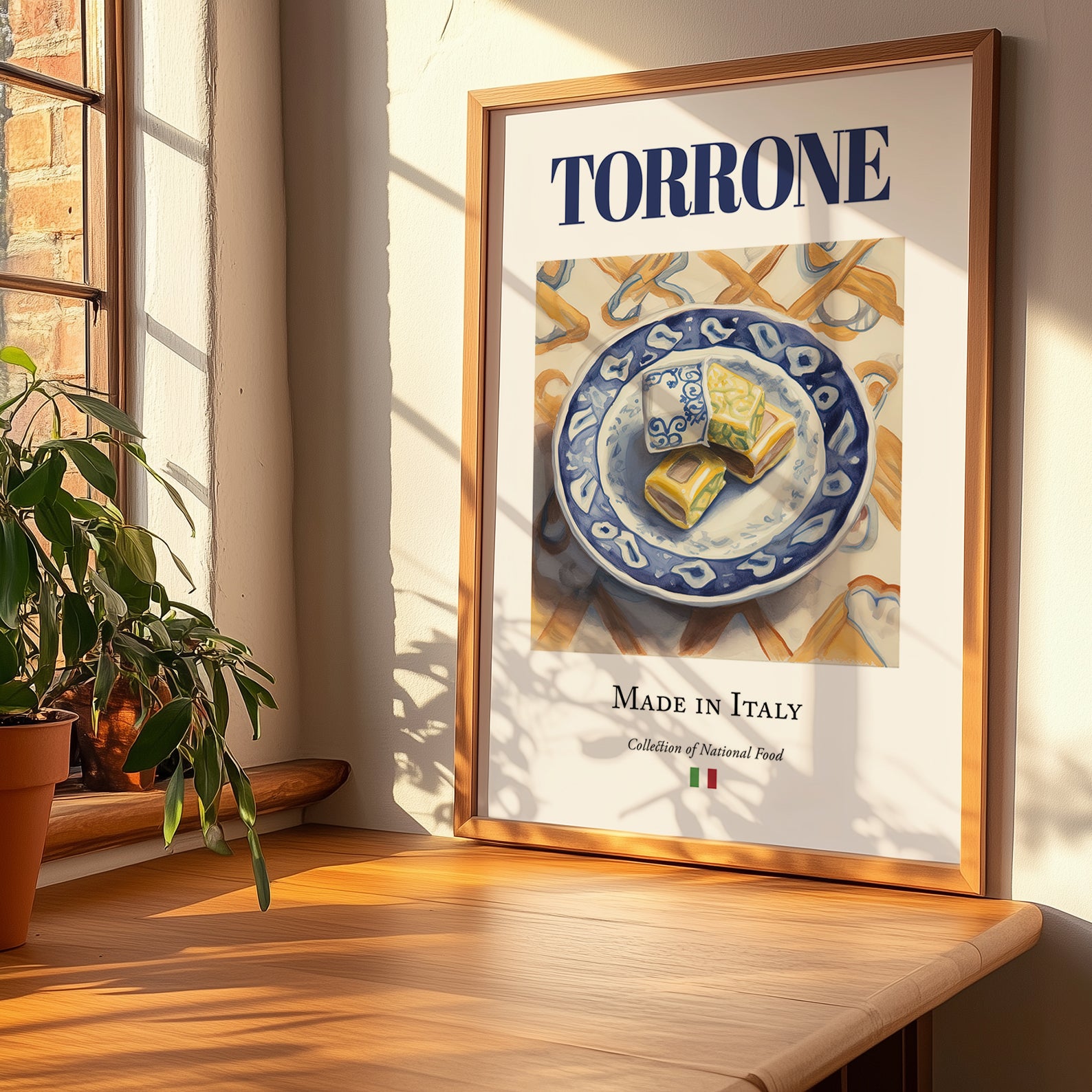 Torrone – Italian Dessert Dish, Tavern Poster, no-text version framed in wood