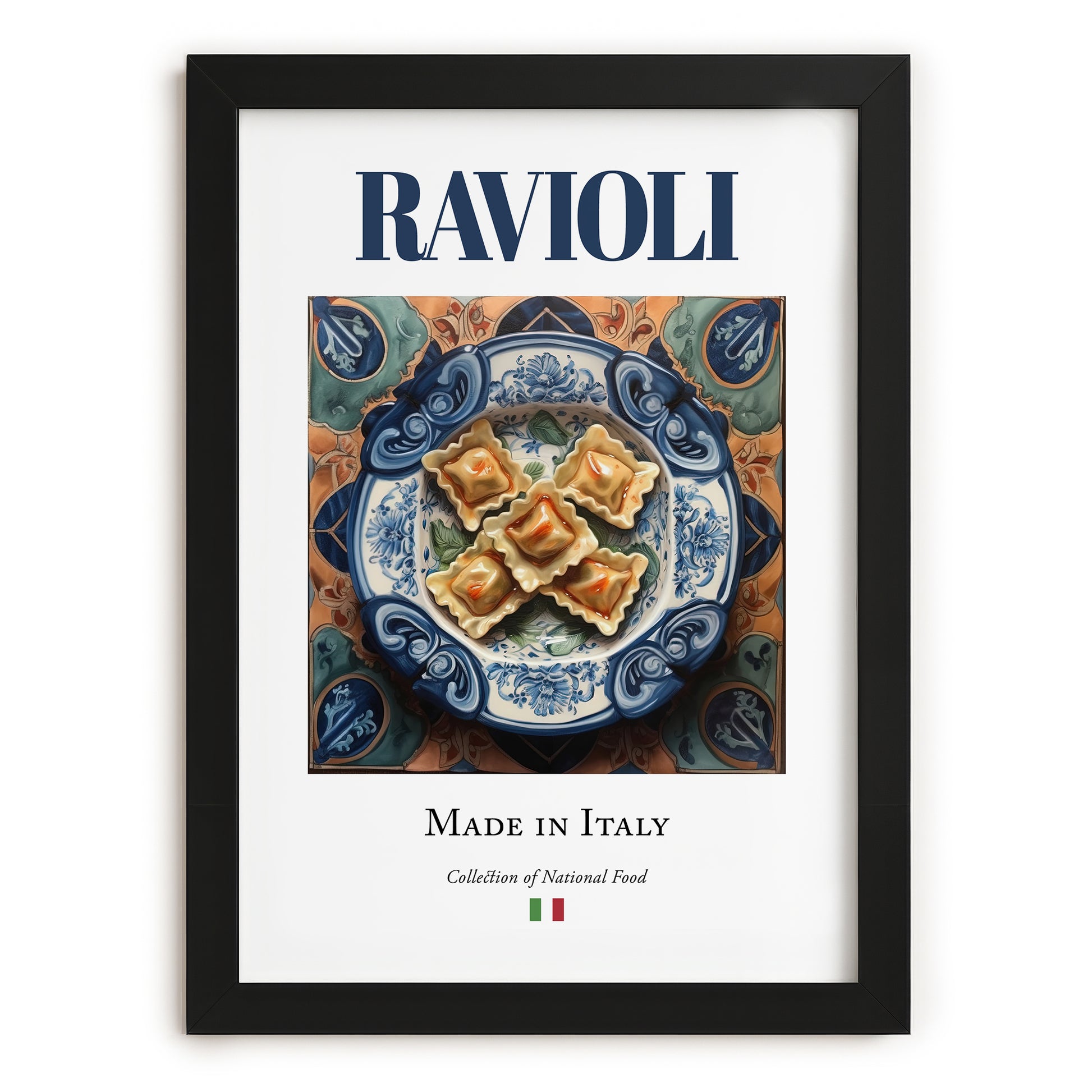 Ravioli – Italian Pasta, Osteria Print, in sleek black frame