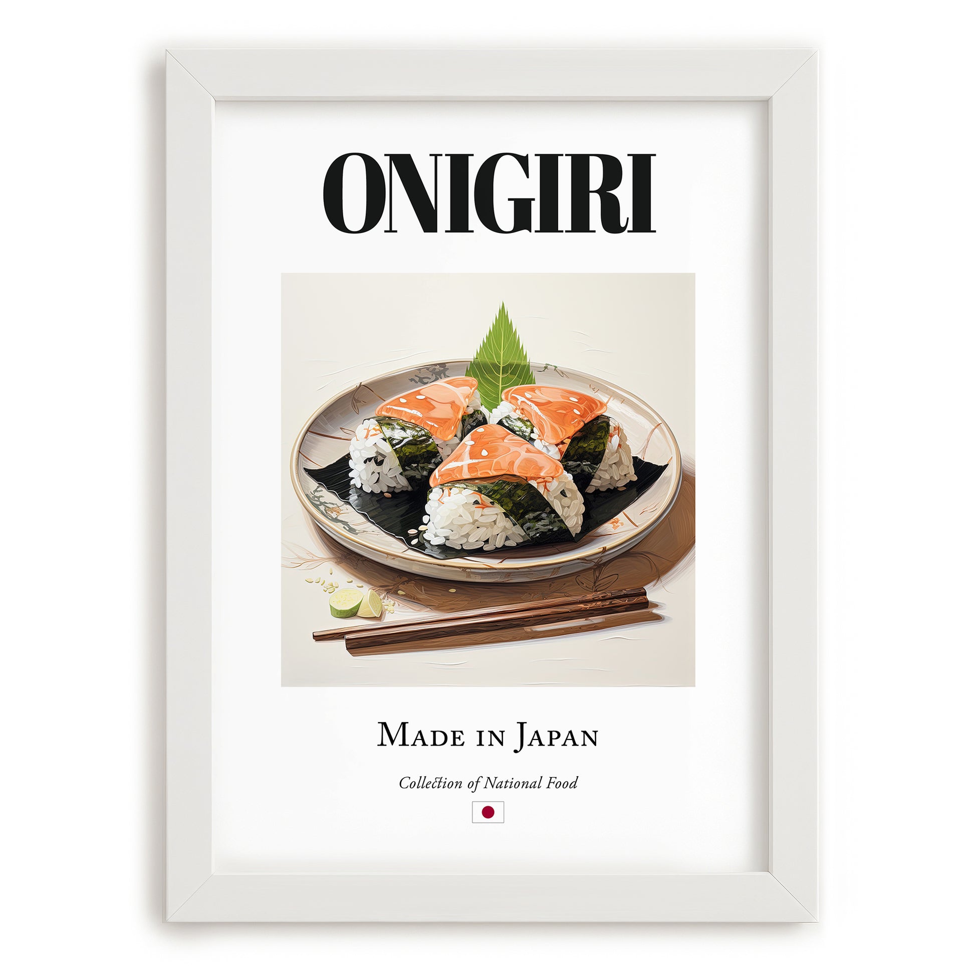 Onigiri – Japanese Dish, Bistro Wall Art, placed in minimal white frame