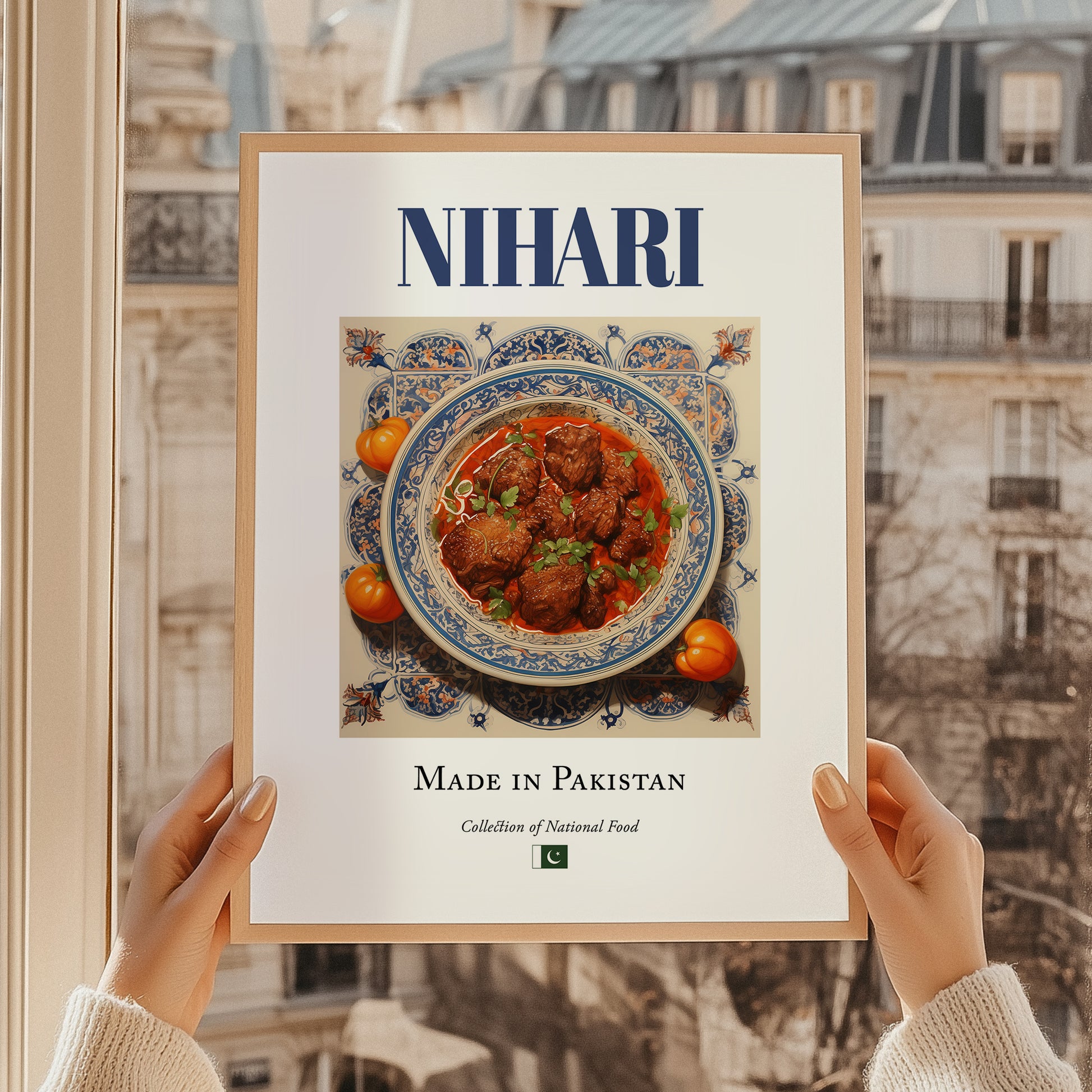 Nihari – Pakistani Soup Dish, Café Painting, styled in a charming Paris street view