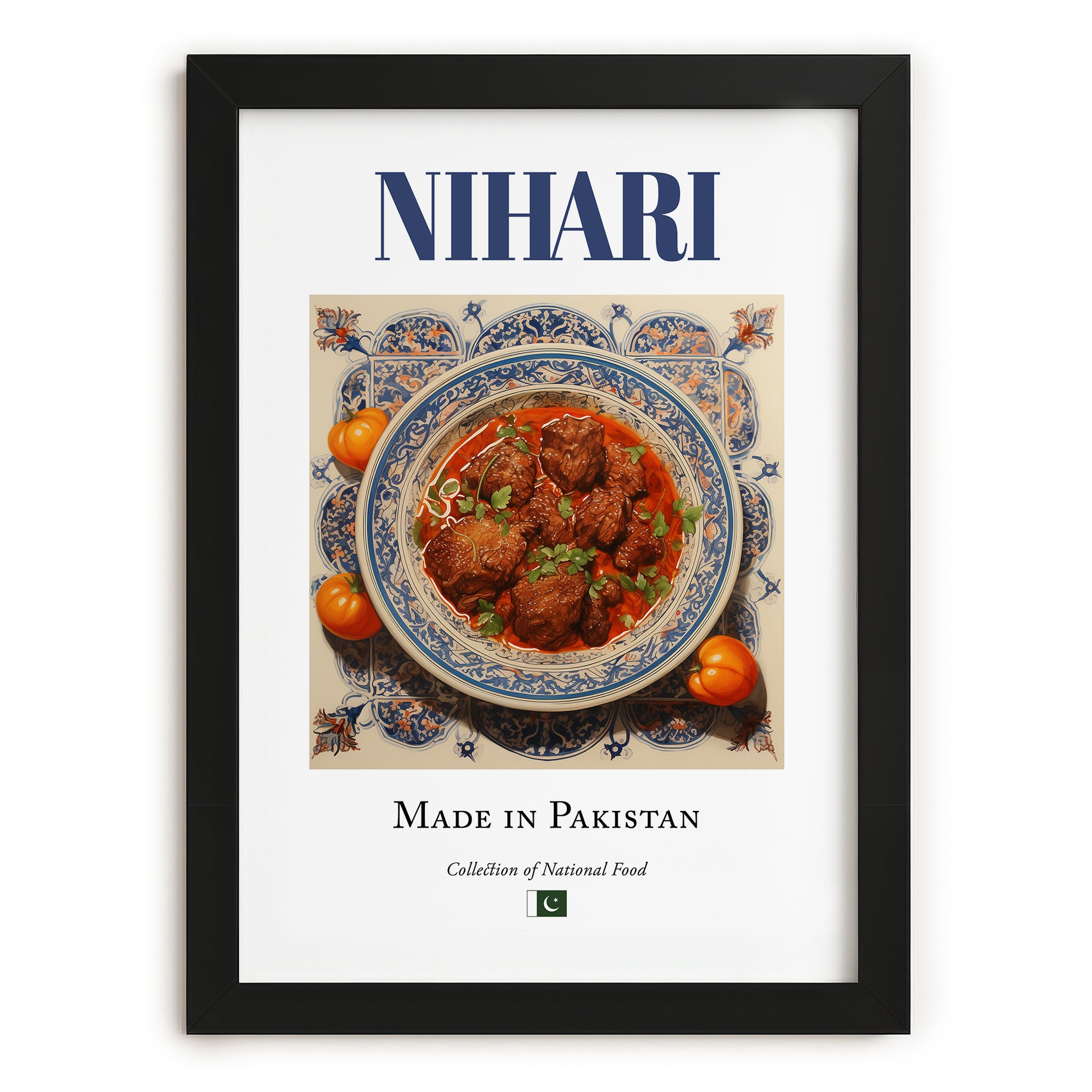 Nihari – Pakistani Soup Dish, Café Painting, in sleek black frame