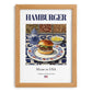 Hamburger – American Snack Dish, Bistro Poster, set in oak frame