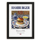 Hamburger – American Snack Dish, Bistro Poster, in sleek black frame