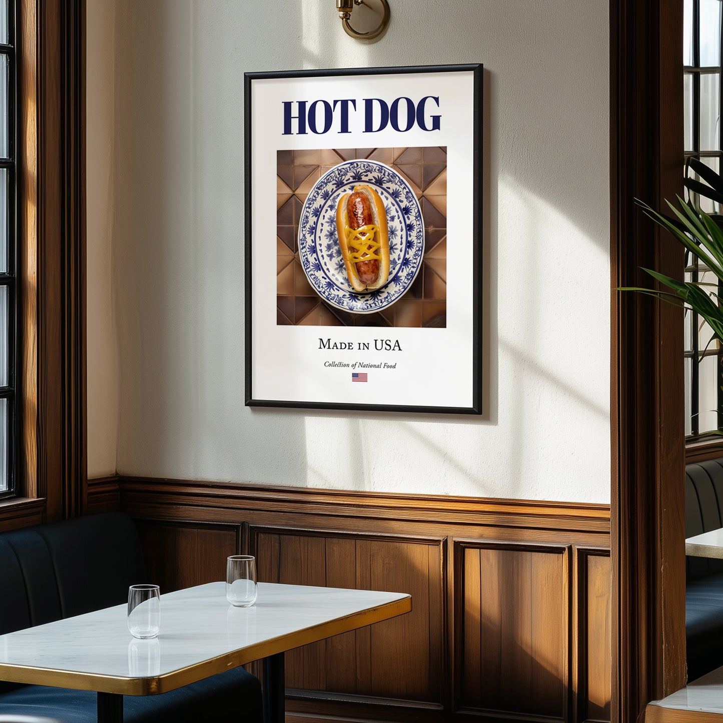 Hot dog – American Snack Dish, Café Illustration, clean layout with no caption