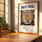 Hot dog – American Snack Dish, Café Illustration, no-text version framed in wood
