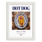 Hot dog – American Snack Dish, Café Illustration, placed in minimal white frame