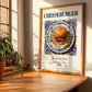 Cheeseburger – American Snack Dish, Farmhouse Kitchen Poster, no-text version framed in wood
