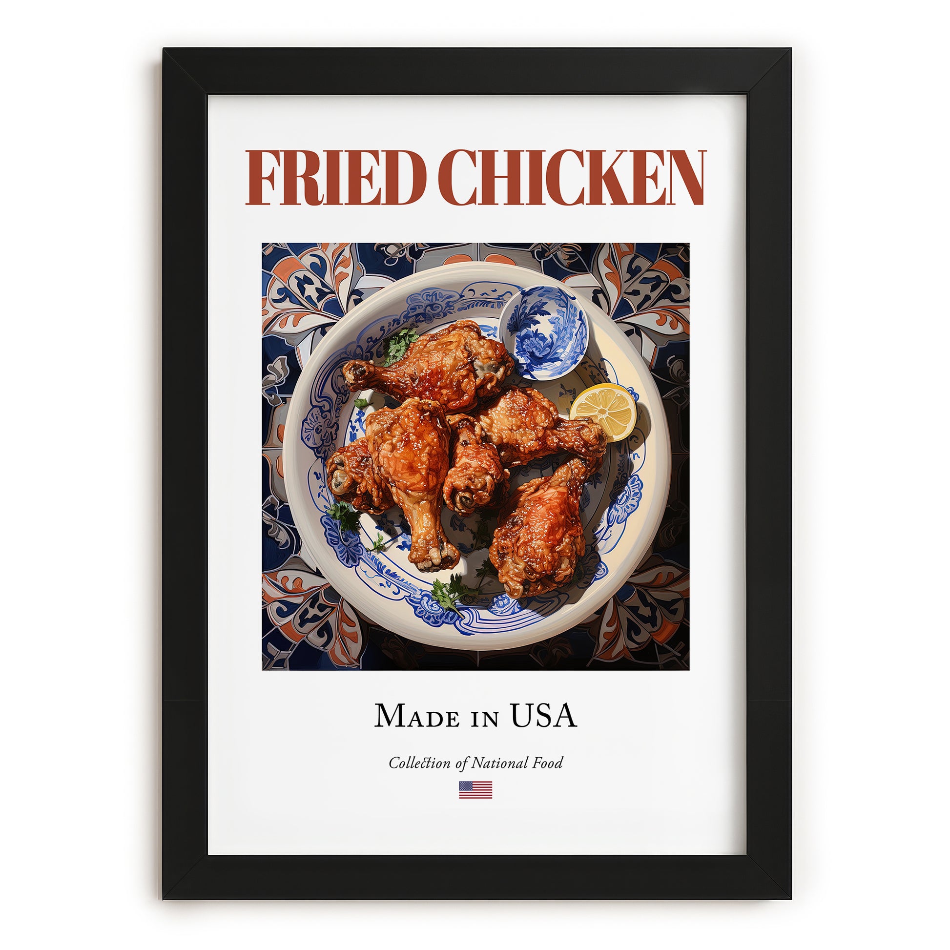 Fried Chicken – American Meat Dish, Restaurant Poster, in sleek black frame