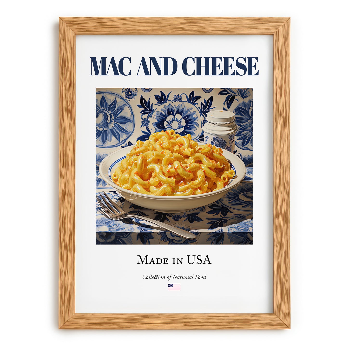 Mac and Cheese – American Dish, Fine Dining Restaurant Poster, set in oak frame