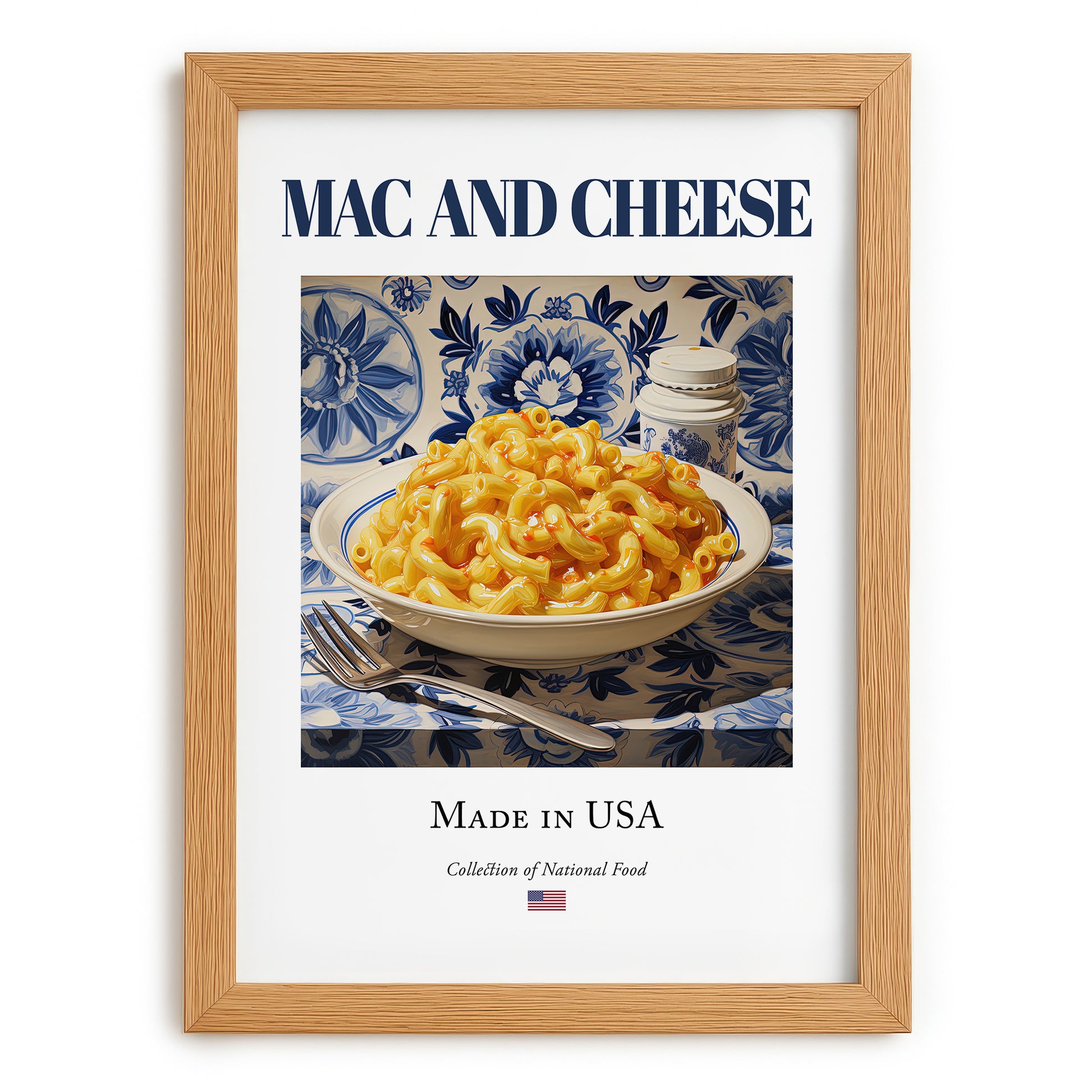 Mac and Cheese – American Dish, Fine Dining Restaurant Poster, set in oak frame