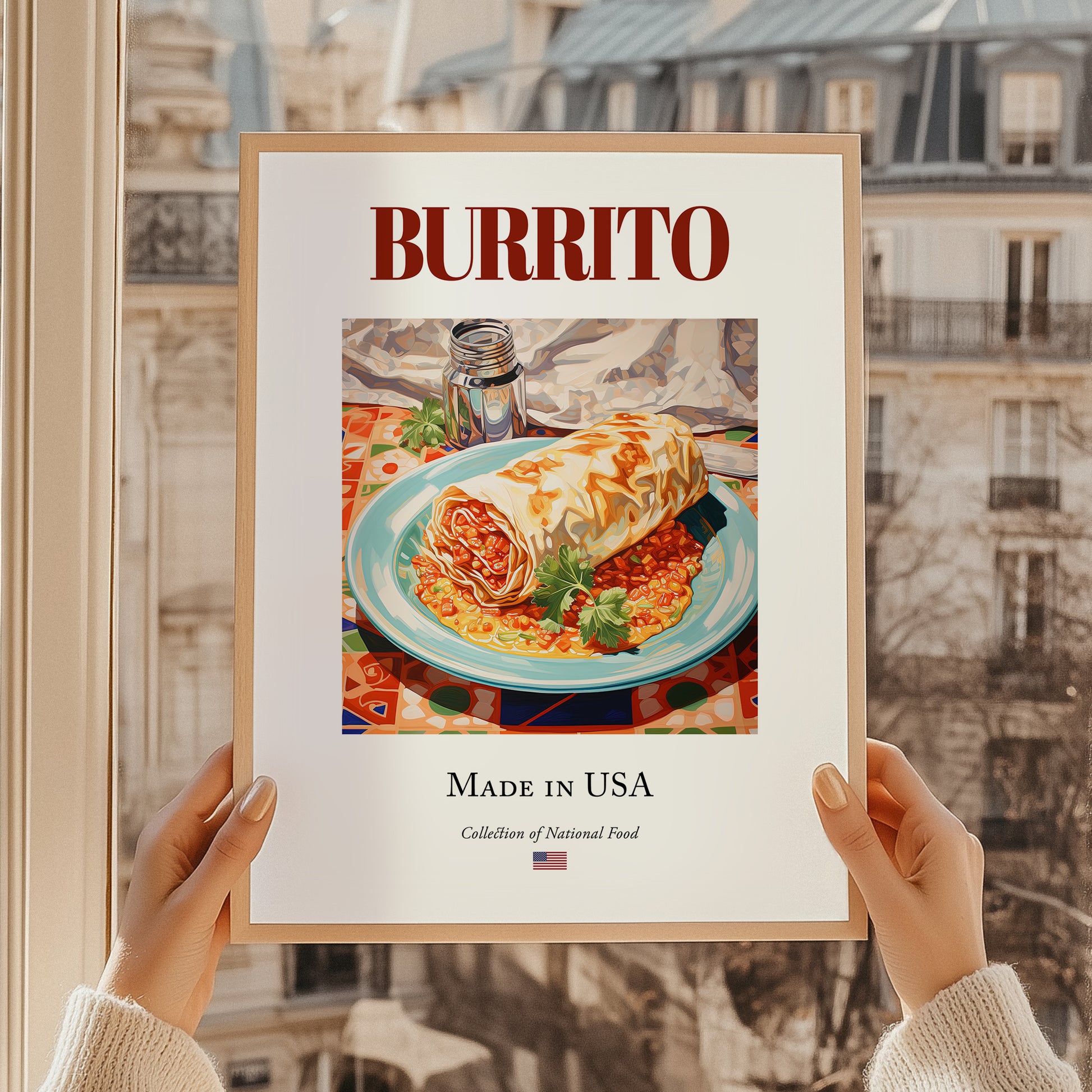 Burrito – American Dish, Café Still Life, styled in a charming Paris street view