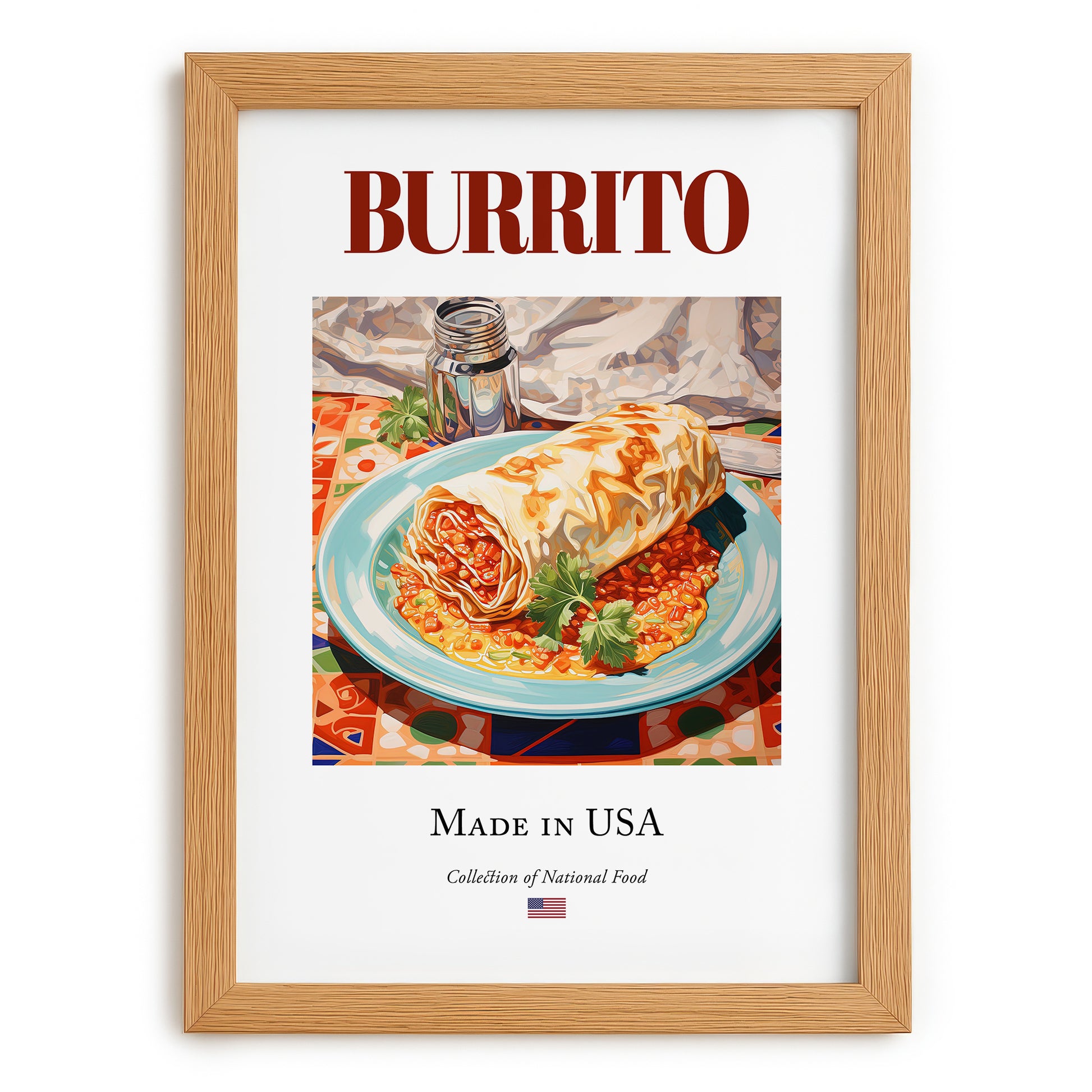 Burrito – American Dish, Café Still Life, set in oak frame