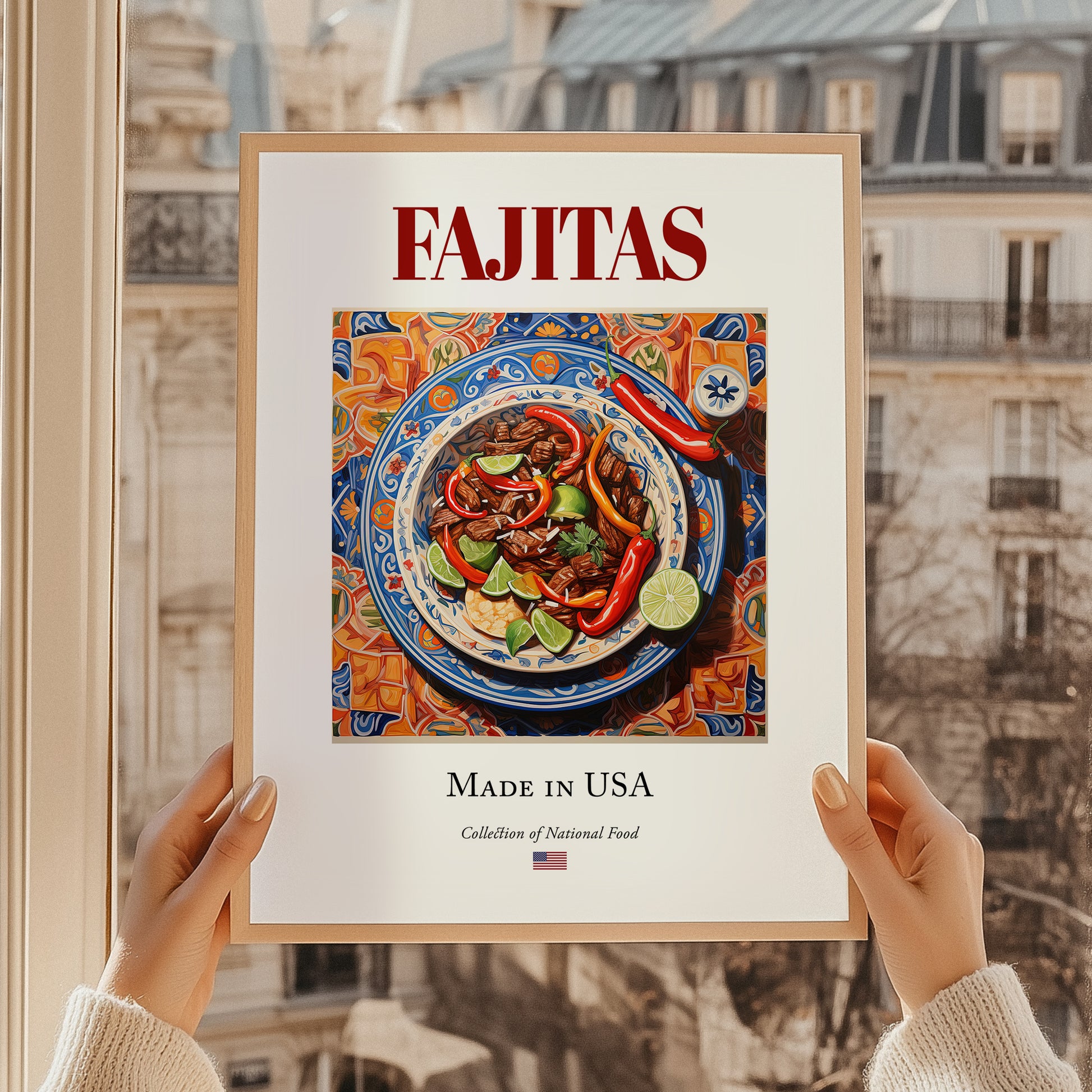 Fajitas – American Dish, Brasserie Print, styled in a charming Paris street view