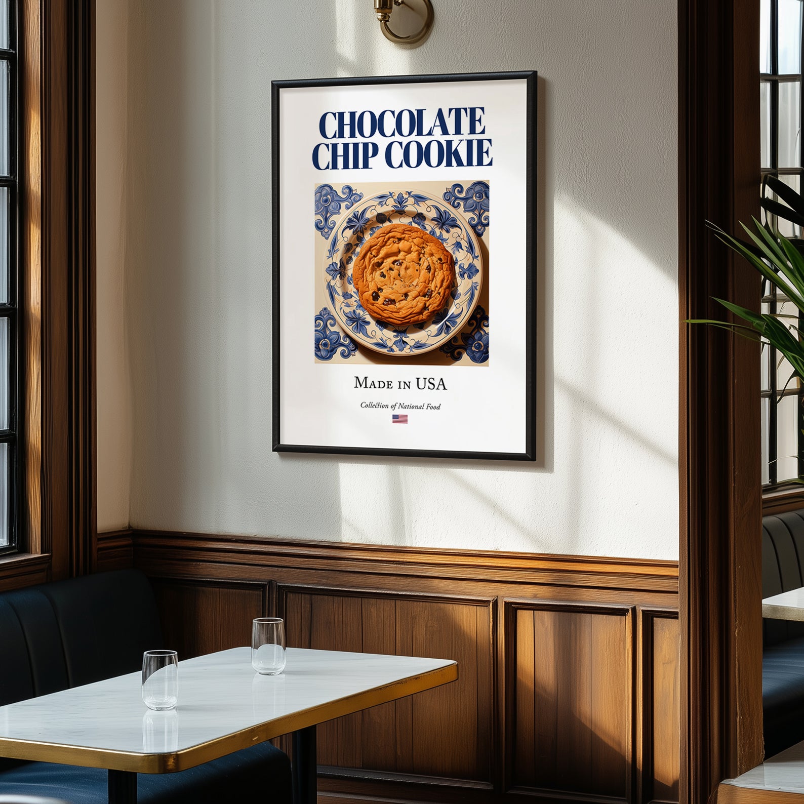 Chocolate Chip Cookie – American Dessert Dish, Fine Dining Restaurant Poster, clean layout with no caption