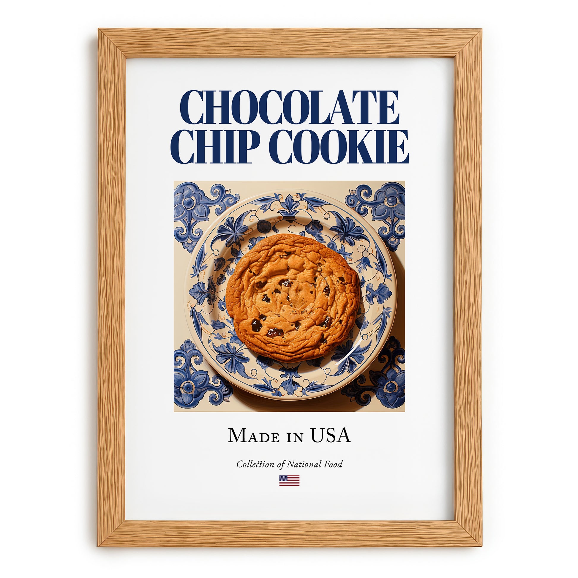 Chocolate Chip Cookie – American Dessert Dish, Fine Dining Restaurant Poster, set in oak frame