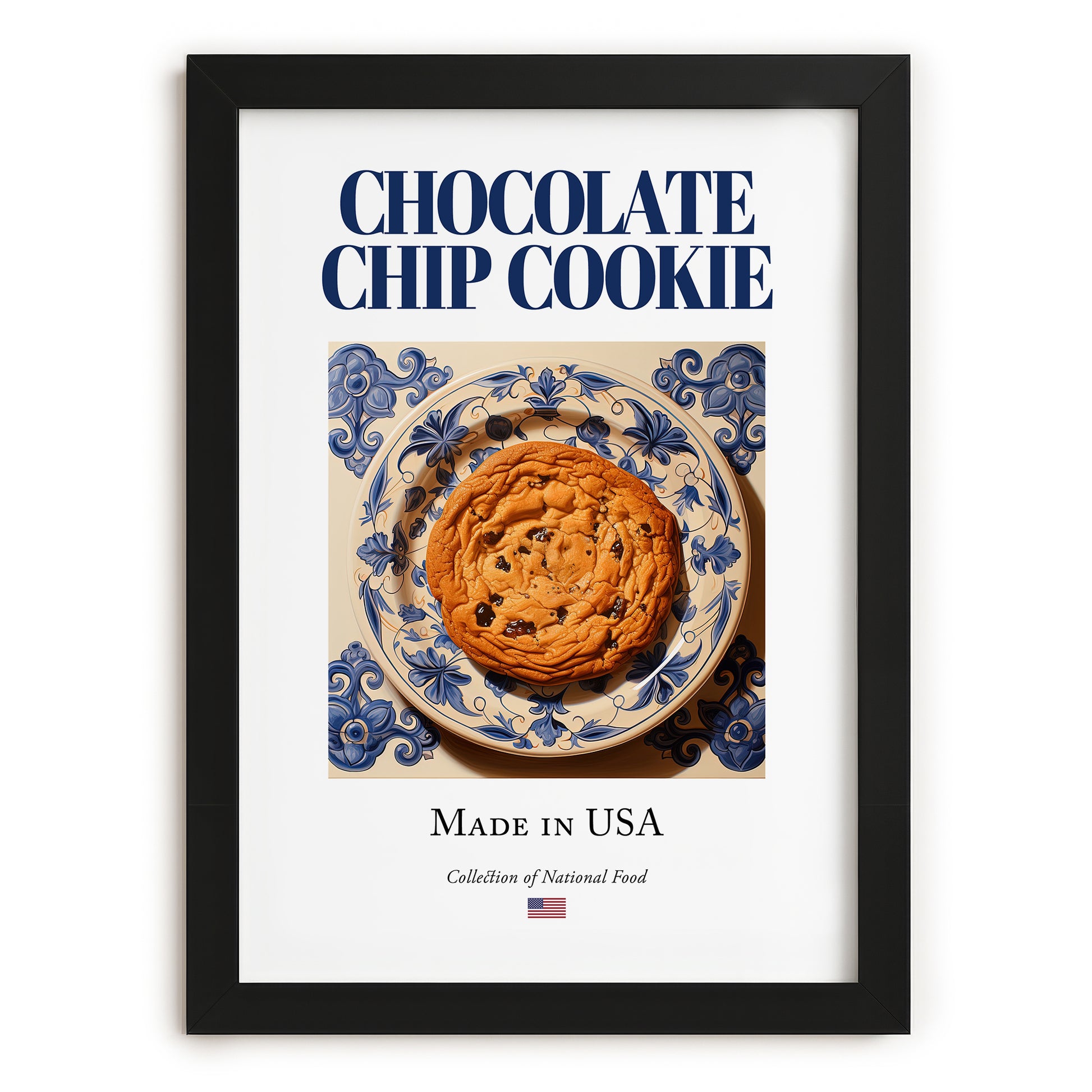 Chocolate Chip Cookie – American Dessert Dish, Fine Dining Restaurant Poster, in sleek black frame