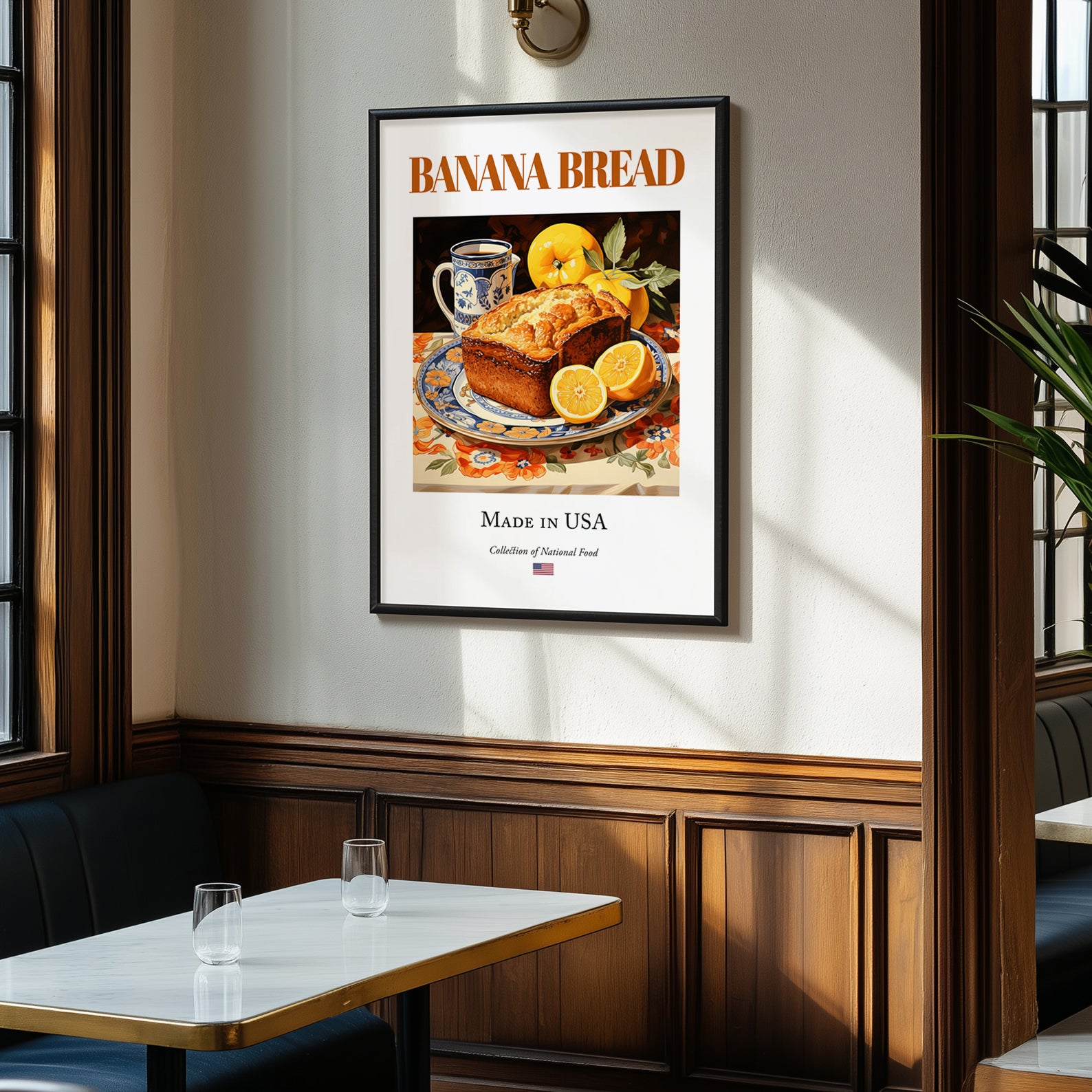Banana Bread – American Dessert Dish, Bistro Poster, clean layout with no caption