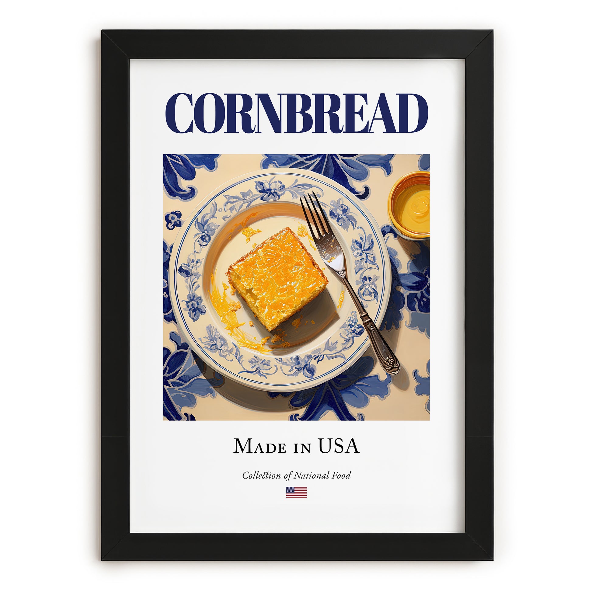 Cornbread – American Bread Dish, Brasserie Art, in sleek black frame