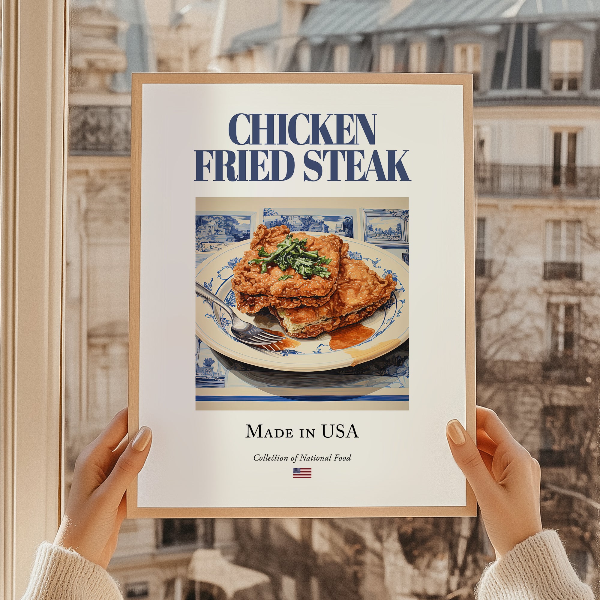 Chicken Fried Steak – American Meat Dish, Bistro Print, styled in a charming Paris street view