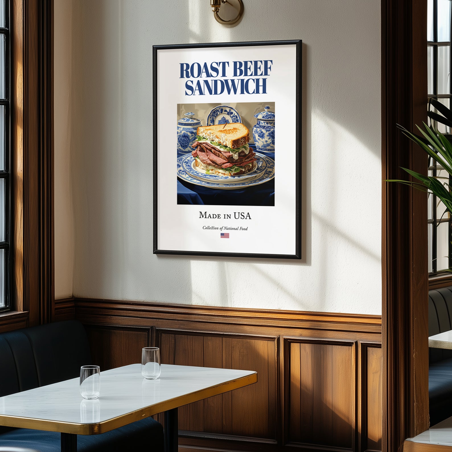 Roast Beef Sandwich – American Dish, Fine Dining Restaurant Painting, clean layout with no caption