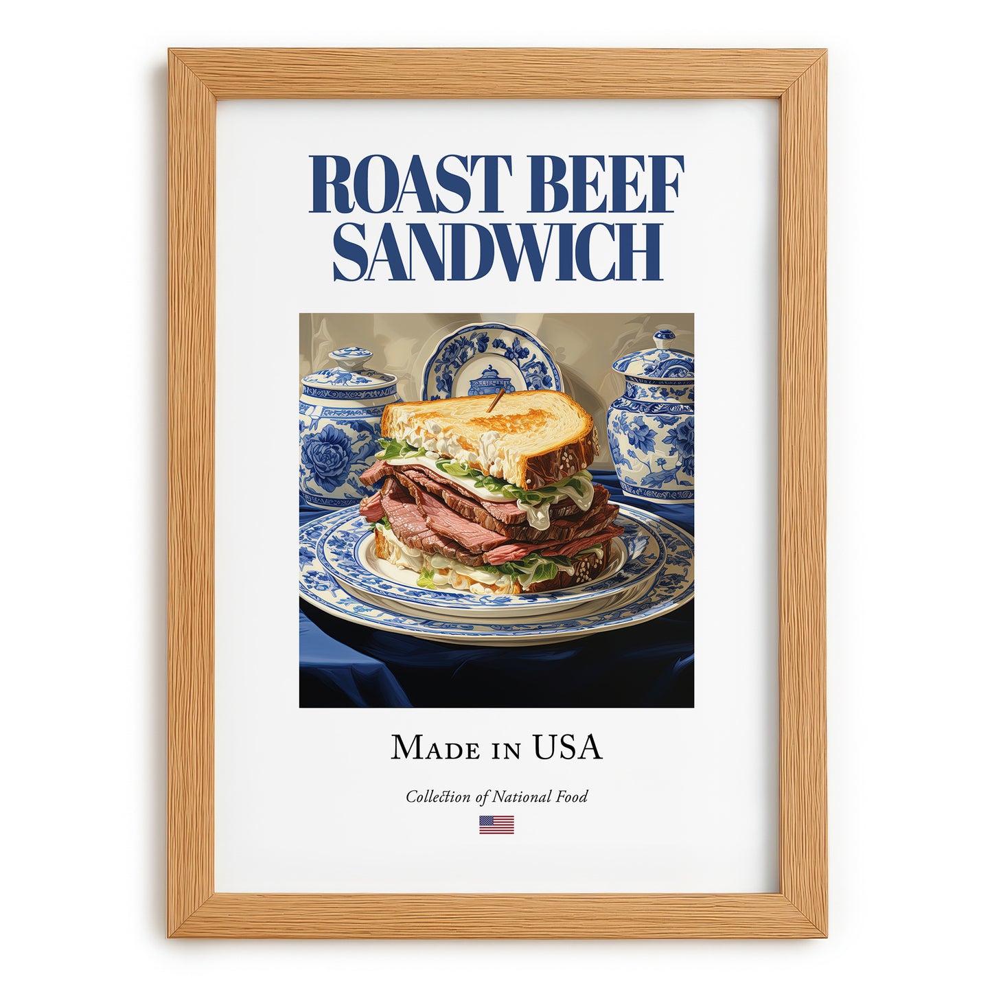 Roast Beef Sandwich – American Dish, Fine Dining Restaurant Painting, set in oak frame