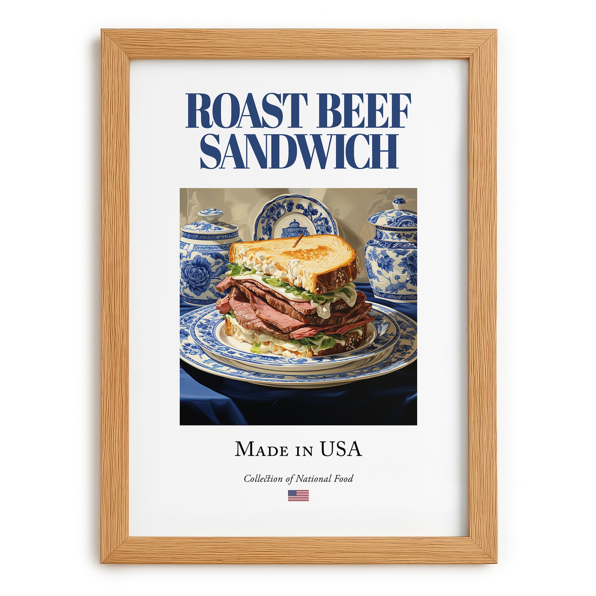 Roast Beef Sandwich – American Dish, Fine Dining Restaurant Painting, set in oak frame