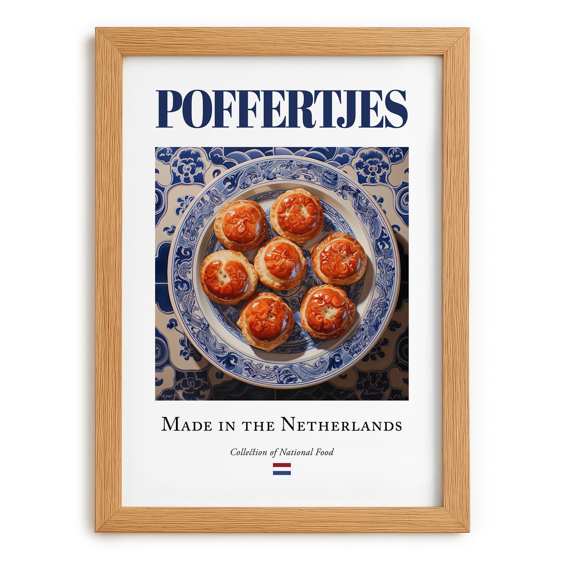 Poffertjes – Dutch Dessert Dish, Bistro Poster, set in oak frame