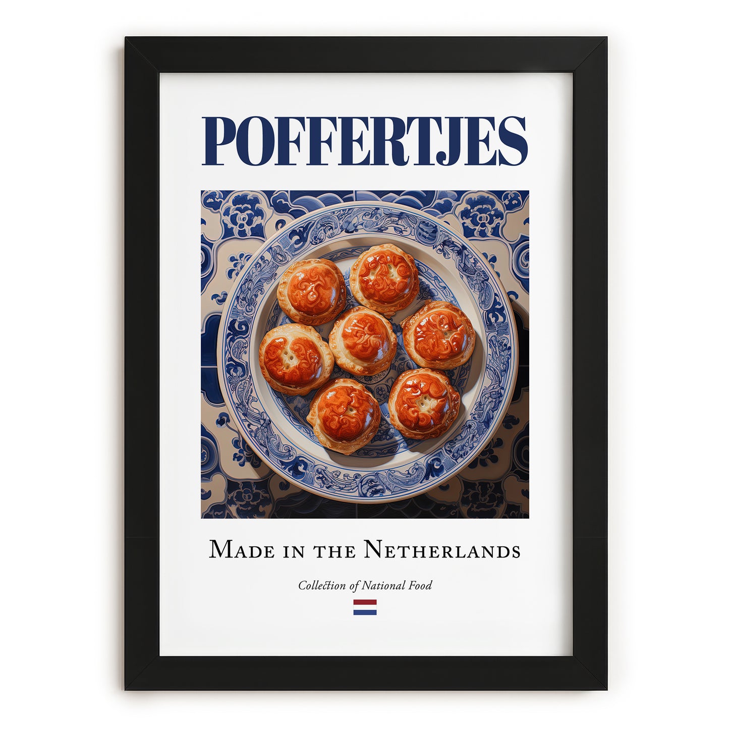 Poffertjes – Dutch Dessert Dish, Bistro Poster, in sleek black frame