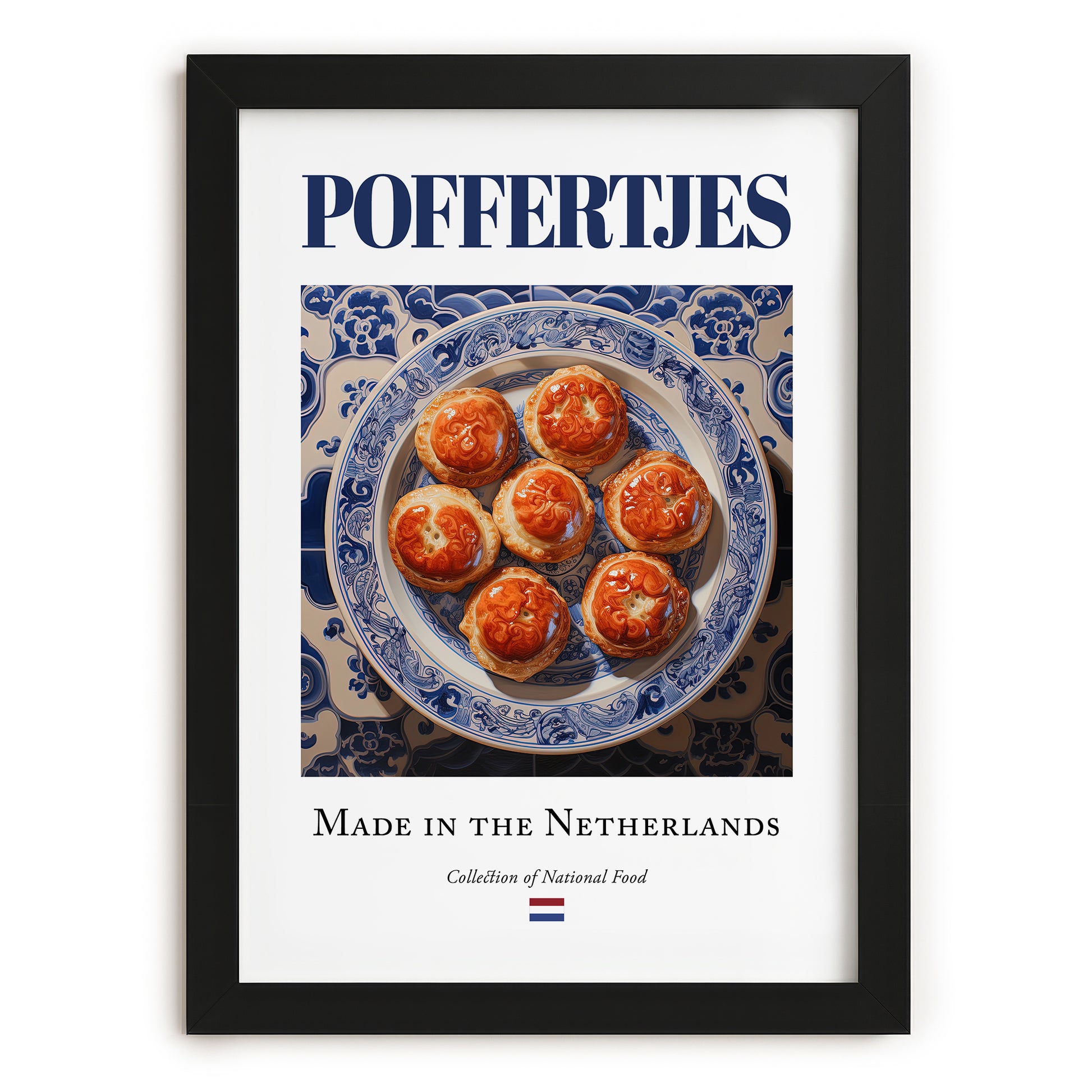 Poffertjes – Dutch Dessert Dish, Bistro Poster, in sleek black frame