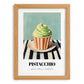 Pistacchio – on Striped Tablecloth, Gelato Still Life, set in oak frame