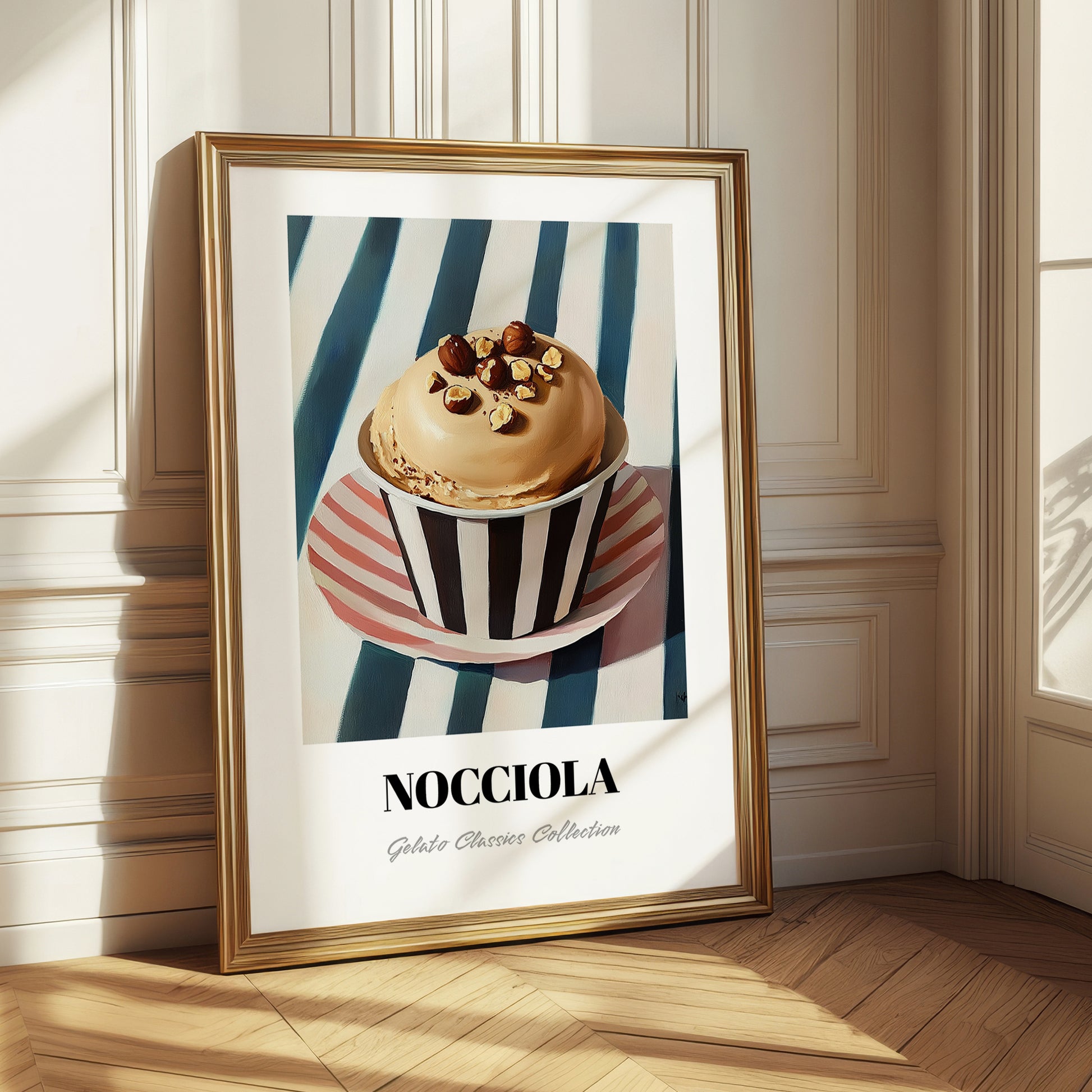 Nocciola – on Striped Tablecloth, Gelato Print