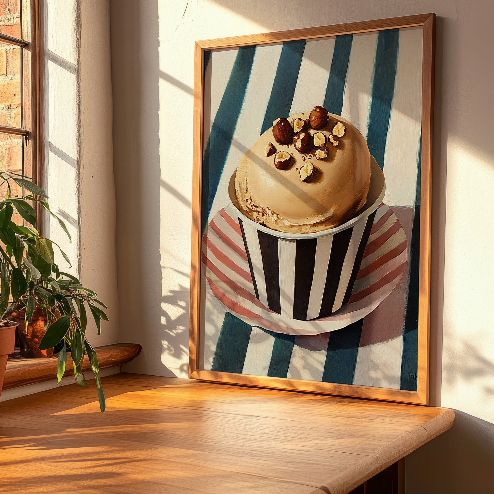 Nocciola – on Striped Tablecloth, Gelato Print, clean layout with no caption