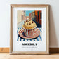 Gelato Nocciola – Italian Outdoor Café Scene, Gelato Poster, in wooden frame leaning on the floor