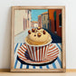 Gelato Nocciola – Italian Outdoor Café Scene, Gelato Poster, no-text version framed in wood