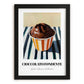 Cioccolato Fondente – on Striped Tablecloth, Gelato Still Life, in sleek black frame