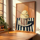 Fior Di Latte – on Striped Tablecloth, Gelato Illustration, clean layout with no caption