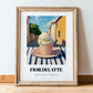 Gelato Fior Di Latte – Italian Outdoor Café Scene, Gelato Illustration, in wooden frame leaning on the floor